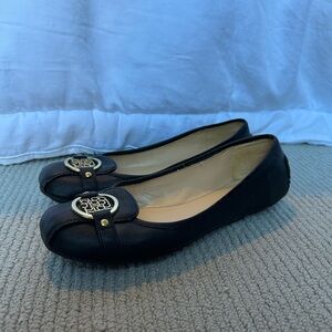 Liz Claiborne Black Flats with Gold Accent
